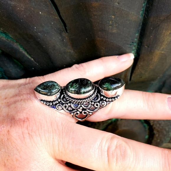 New Ruby in Zoisite 925 Silver Statement Ring. - Picture 14 of 15